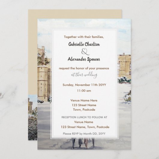 Winter op Windsor Castle Wedding Kaart (Voorkant / Achterkant)