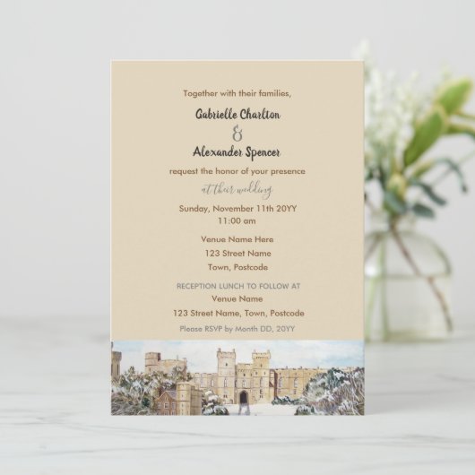 Winter op Windsor Castle Wedding Kaart (Staand voorkant)