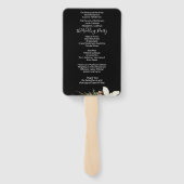 Winter op zwart Elegant Script bruiloft programma Handwaaier (Achterkant)