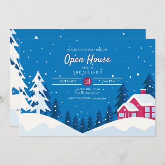 Winter Openstaande uitnodiging (Voorkant / Achterkant)