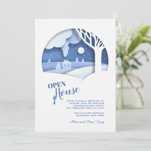 Winter Openstaande uitnodiging (Staand voorkant)