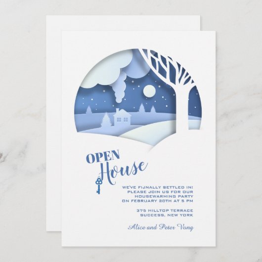 Winter Openstaande uitnodiging (Voorkant / Achterkant)