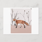 Winter orange fox walking in a portrait briefkaart (Voorkant)
