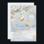 Winter Ornament Merry Little Christmas Baby shower Kaart<br><div class="desc">EDITABLE Winter Ornament Merry Little Christmas Baby shower Invitation Elegant Christmas Tree Silver Gold Ornamenten Baby shower Uitnodigen</div>