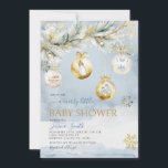 Winter Ornament Merry Little Christmas Baby shower Kaart<br><div class="desc">EDITABLE Winter Ornament Merry Little Christmas Baby shower Invitation Elegant Christmas Tree Silver Gold Ornamenten Baby shower Uitnodigen</div>