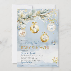 Winter Ornament Merry Little Christmas Baby shower Kaart