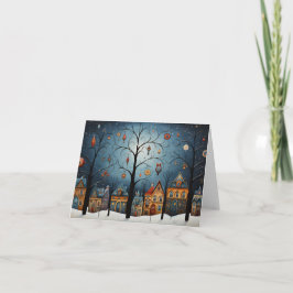 Winter Ornamenten Skandinavische volkskunst Kerst Kaart