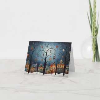 Winter Ornamenten Skandinavische volkskunst Kerst Kaart