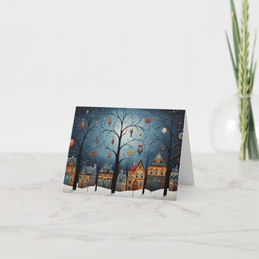 Winter Ornamenten Skandinavische volkskunst Kerst Kaart (Voorkant)