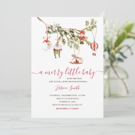 Winter Ornamenten Vakantie Feest Uitnodigen Kaart (Staand voorkant)