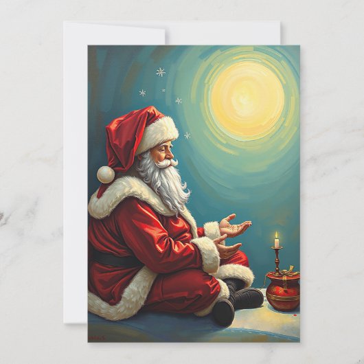 Winter Oude Mode Grappige Mediterende Kerstman Feestdagenkaart (Voorkant)