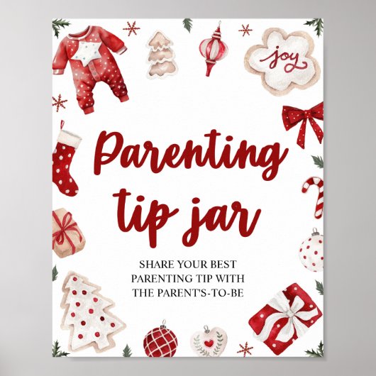 Winter Ouderschap Tip Jar Advies Sign Baby shower Poster (Voorkant)