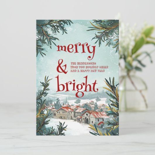 Winter Outdoor Scenery Vrolijk en helder Feestdagenkaart (Staand voorkant)