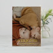 Winter Overjoyed vakantiefoto geboorte Folie Feestdagenkaart (Staand Voorkant)