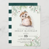 Winter Owl Baby shower Uitnodiging (Voorkant / Achterkant)