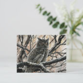 Winter Owl Briefkaart (Staand voorkant)