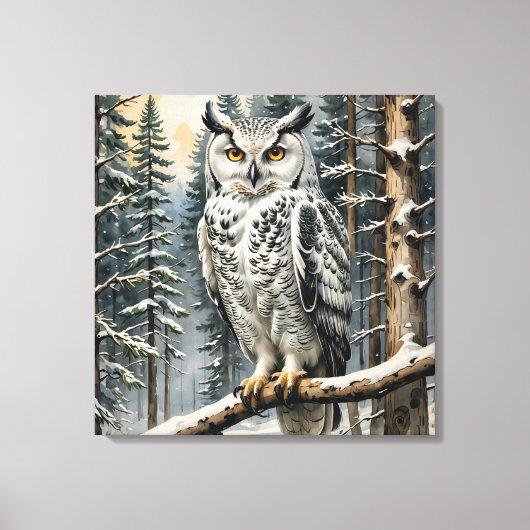 Winter Owl Canvas Art Afdruk (Voorkant)