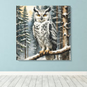 Winter Owl Canvas Art Afdruk (Insitu (Houten vloer))