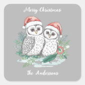 Winter Owl Christmas Sticker – Woodland Forest Owl (Voorkant)
