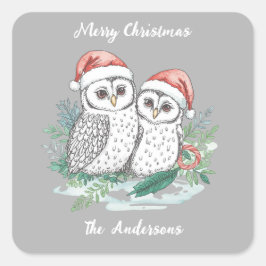 Winter Owl Christmas Sticker – Woodland Forest Owl