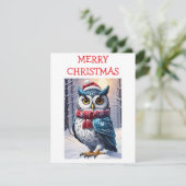 Winter Owl Christmas Wishes Kaart (Staand voorkant)