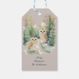Winter Owl Christmas Woodland Art Cadeaulabel