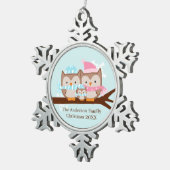 Winter Owl Family Tin Sneeuwvlok Ornament (Rechts)