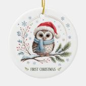 Winter Owl First Christmas Keepsake Photo Keramisch Ornament (Voorkant)