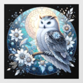 Winter Owl Glas in lood Window Cling Raamsticker (Vel)