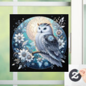 Winter Owl Glas in lood Window Cling Raamsticker (Huis)