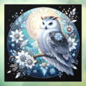 Winter Owl Glas in lood Window Cling Raamsticker (Vel 3)