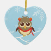 Winter Owl kerstversiering Keramisch Ornament (Voorkant)
