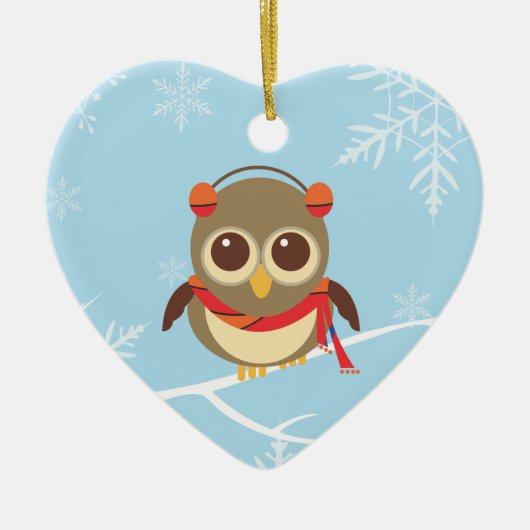 Winter Owl kerstversiering Keramisch Ornament (Voorkant)