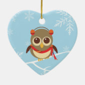 Winter Owl kerstversiering Keramisch Ornament (Achterkant)