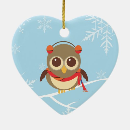 Winter Owl kerstversiering Keramisch Ornament (Achterkant)