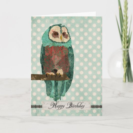 Winter Owl Polkadot Verjaardag Kaart (Voorkant)