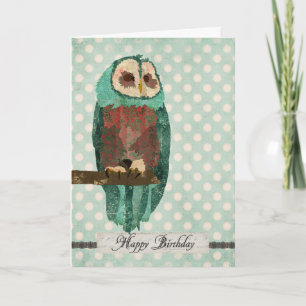 Winter Owl Polkadot Verjaardag Kaart