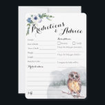 Winter Owl Snowy Baby Predictions & Advice Card<br><div class="desc">De uil is al lang een symbool van wijsheid en sturing. Dus waarom laten we deze fluffy kleine jongen je niet helpen om de moeder te voorspellen en te adviseren over alles wat baby is? De Winter Owl Snowy Baby Predictions & Advice Card is een mooie en unieke manier om...</div>