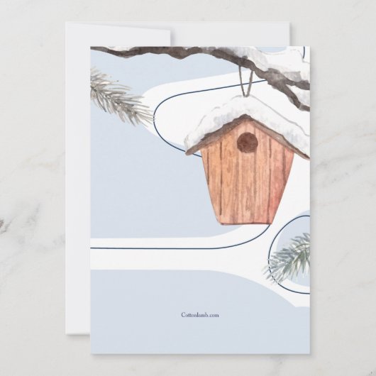 Winter Owl Waterverf Uitnodiging (Achterkant)