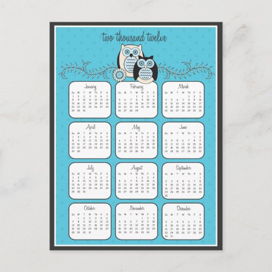 Winter Owls 2012 Calendar Briefkaart (Voorkant)