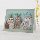 Winter Owls big wenskaart Kaart (Gele Bloem)