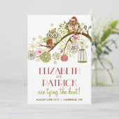 Winter Owls Floral Holiday Weddenschap Kaart (Staand voorkant)