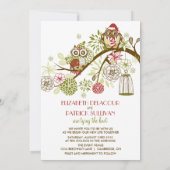Winter Owls Floral Holiday Weddenschap Kaart (Achterkant)