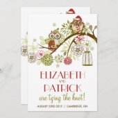 Winter Owls Floral Holiday Weddenschap Kaart (Voorkant / Achterkant)