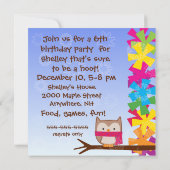 Winter Owls Holiday Birthday Invitation Kaart (Achterkant)