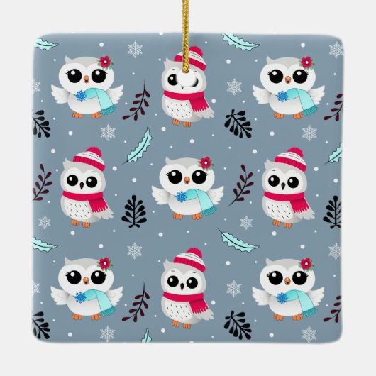 Winter Owls Keramisch Ornament (Achterkant)