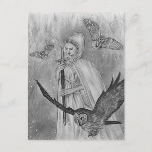 Winter owls Lady Briefkaart Card (Voorkant)