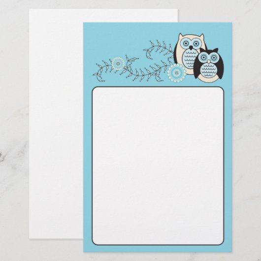 Winter Owls Stationery Briefpapier (Voorkant / Achterkant)