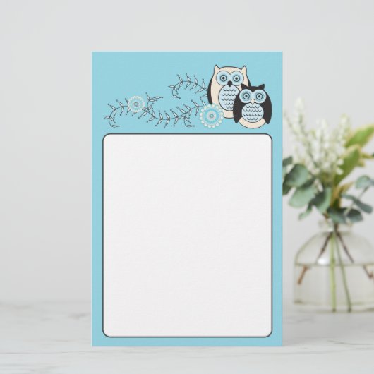 Winter Owls Stationery Briefpapier (Staand voorkant)
