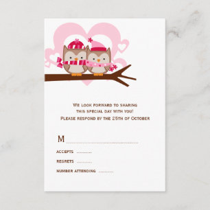 Winter Owls Wedding RSVP-kaarten RSVP Kaartje